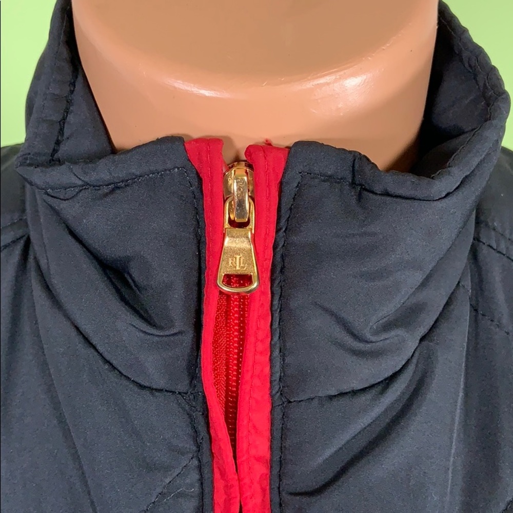 L-LR RALPH LAUREN BLACK RED PUFFER VEST MED - Picture 6 of 7